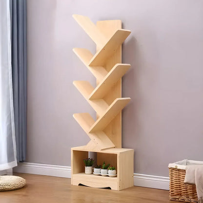 Étagère bibliothèque tendance en bois brun en forme d'arbre