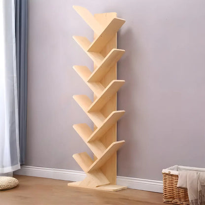 Étagère bibliothèque tendance en bois brun en forme d'arbre