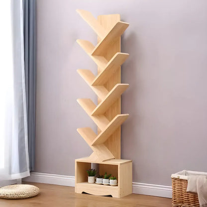 Étagère bibliothèque tendance en bois brun en forme d'arbre