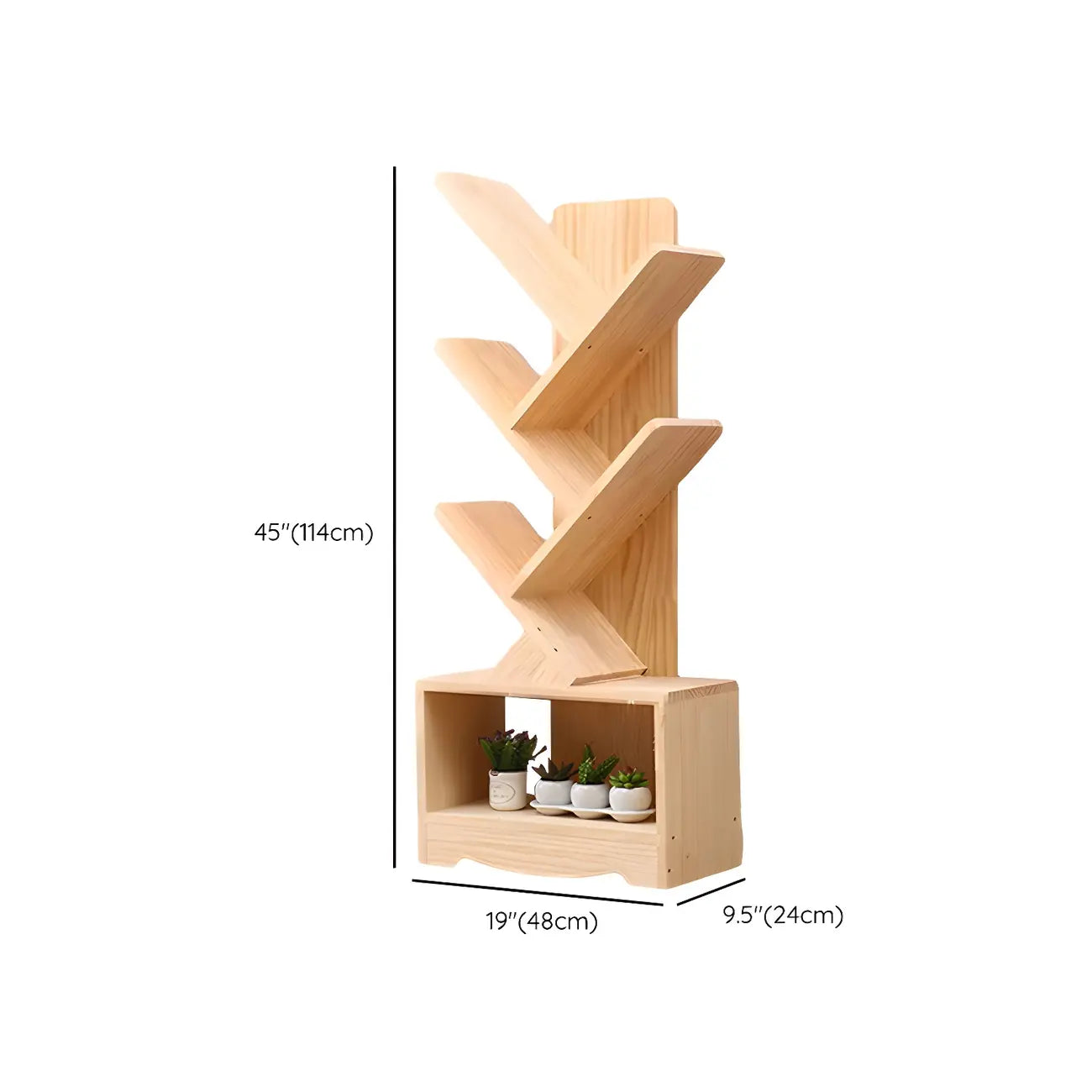 Étagère bibliothèque tendance en bois brun en forme d'arbre