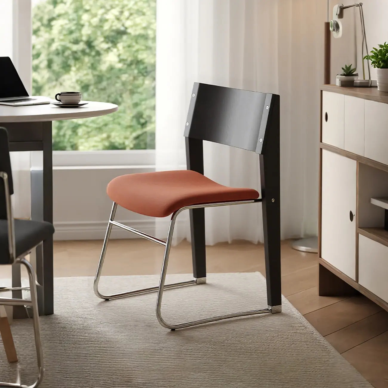 Ensemble de 2 chaises de salle à manger modernes en bois et velours, dossier ouvert, sans accoudoirs