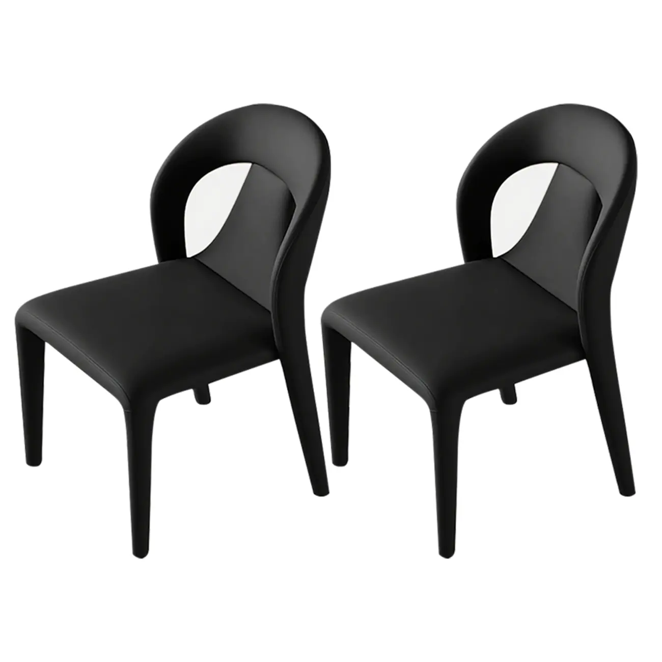 Ensemble de 2 chaises de salle à manger modernes sans accoudoirs, dossier incurvé en similicuir