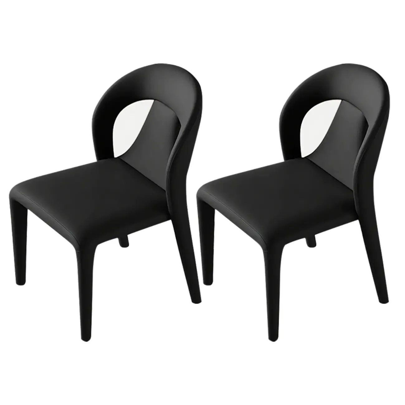 Ensemble de 2 chaises de salle à manger modernes sans accoudoirs, dossier incurvé en similicuir