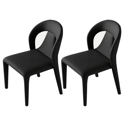 Ensemble de 2 chaises de salle à manger modernes sans accoudoirs, dossier incurvé en similicuir