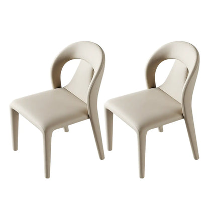 Ensemble de 2 chaises de salle à manger modernes sans accoudoirs, dossier incurvé en similicuir