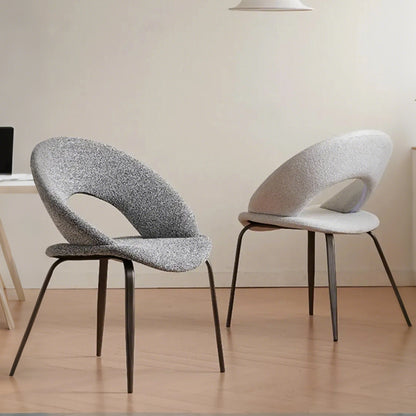 Chaise de salle à manger en lin de style moderne du milieu du siècle avec pieds en acier