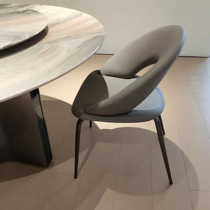 Chaise de salle à manger en lin de style moderne du milieu du siècle avec pieds en acier