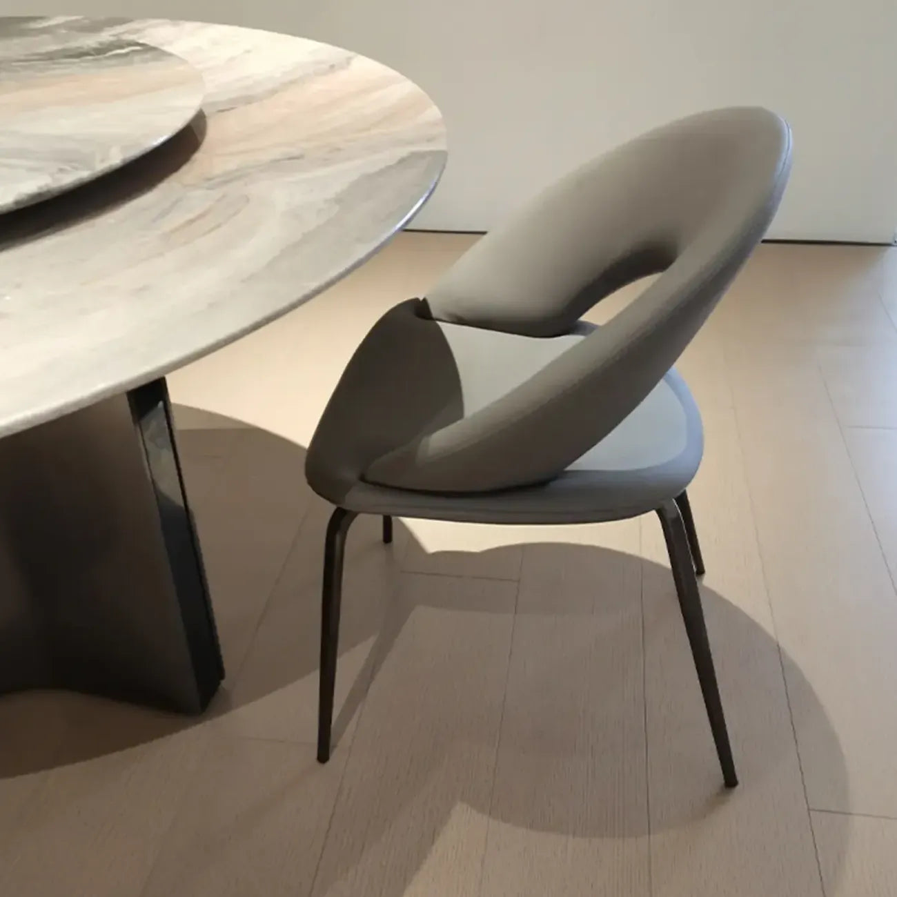 Chaise de salle à manger en lin de style moderne du milieu du siècle avec pieds en acier