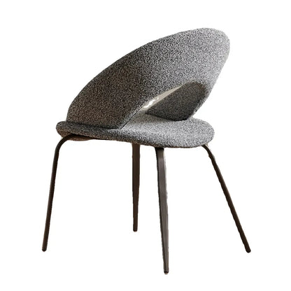 Chaise de salle à manger en lin de style moderne du milieu du siècle avec pieds en acier
