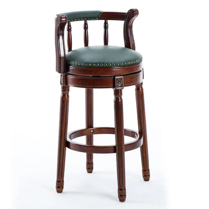 Tabourets de bar pivotants à hauteur de comptoir en cuir véritable et bois massif de noyer
