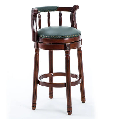 Tabourets de bar pivotants à hauteur de comptoir en cuir véritable et bois massif de noyer