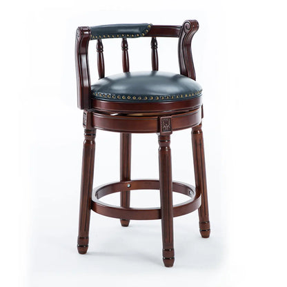 Tabourets de bar pivotants à hauteur de comptoir en cuir véritable et bois massif de noyer