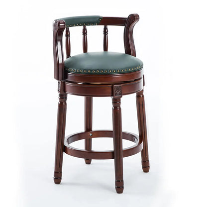 Tabourets de bar pivotants à hauteur de comptoir en cuir véritable et bois massif de noyer