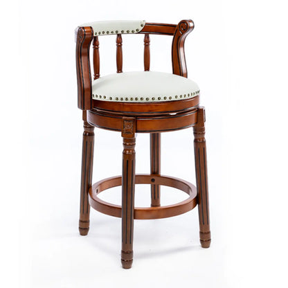 Tabourets de bar pivotants à hauteur de comptoir en cuir véritable et bois massif de noyer