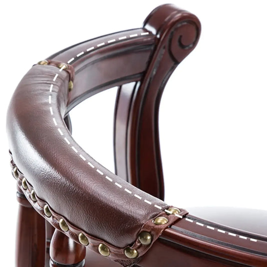 Tabourets de bar pivotants à hauteur de comptoir en cuir véritable et bois massif de noyer