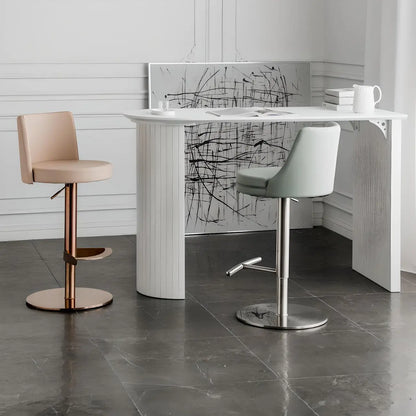 Tables de bar modernes blanches à double piétement en bois de forme libre