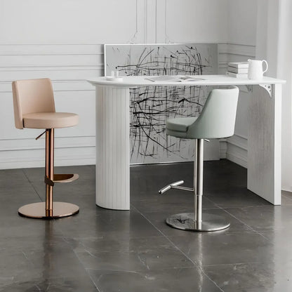 Tables de bar modernes blanches à double piétement en bois de forme libre