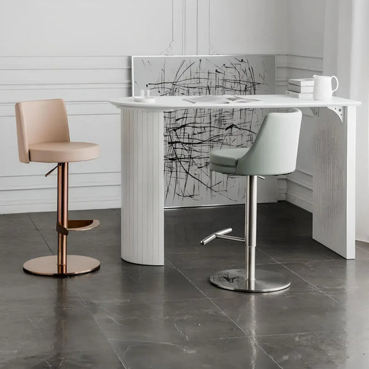 Tables de bar modernes blanches à double piétement en bois de forme libre