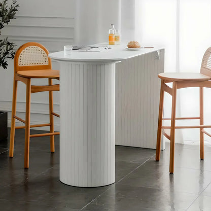 Tables de bar modernes blanches à double piétement en bois de forme libre