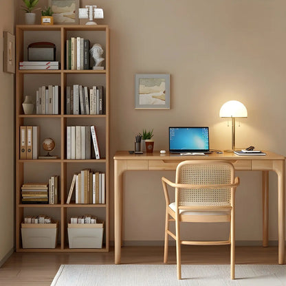 Bibliothèque moderne en bois naturel cubique à dos ouvert
