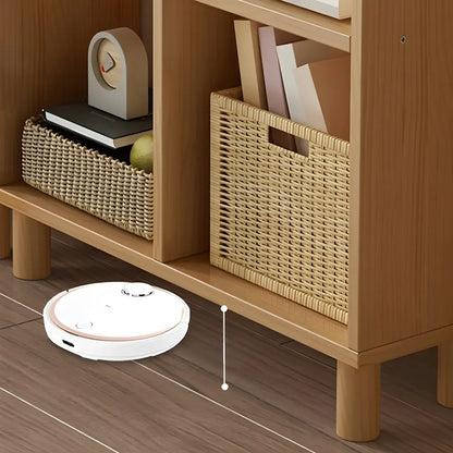 Bibliothèque moderne en bois naturel cubique à dos ouvert