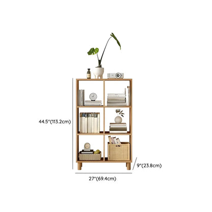 Bibliothèque moderne en bois naturel cubique à dos ouvert