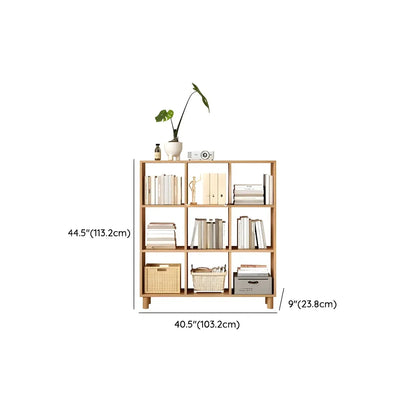 Bibliothèque moderne en bois naturel cubique à dos ouvert