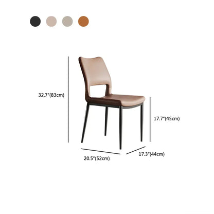 Chaise de salle à manger moderne en similicuir, dossier bas ouvert et sans accoudoirs