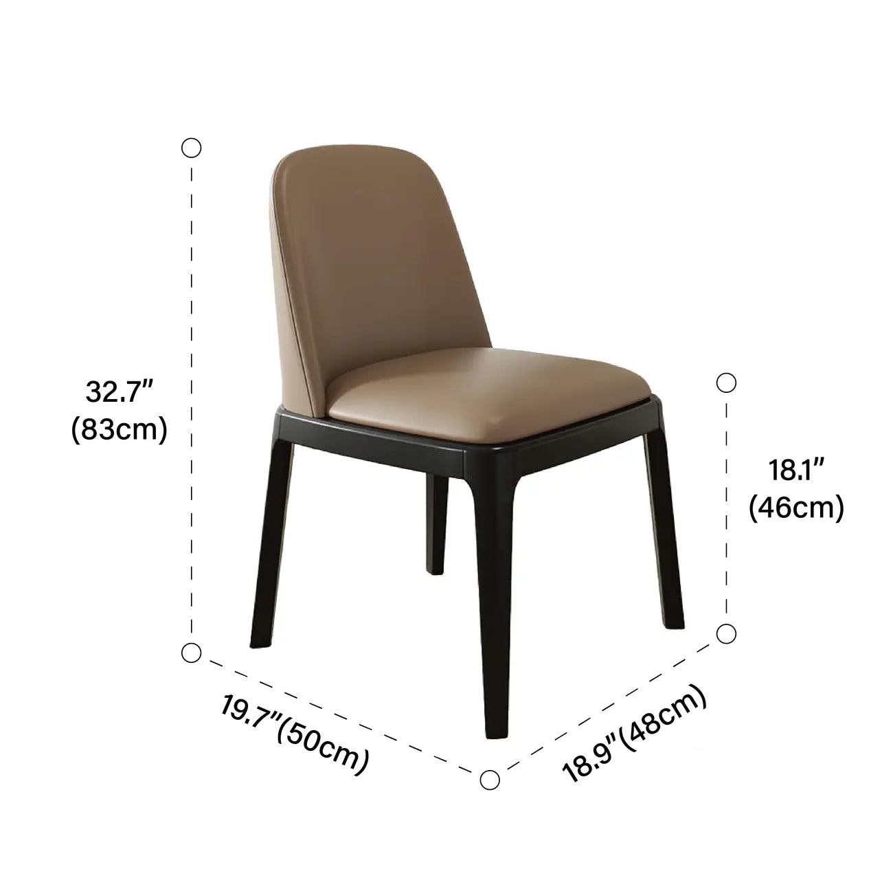 Ensemble de 2 chaises de salle à manger modernes rembourrées en bois d'hévéa