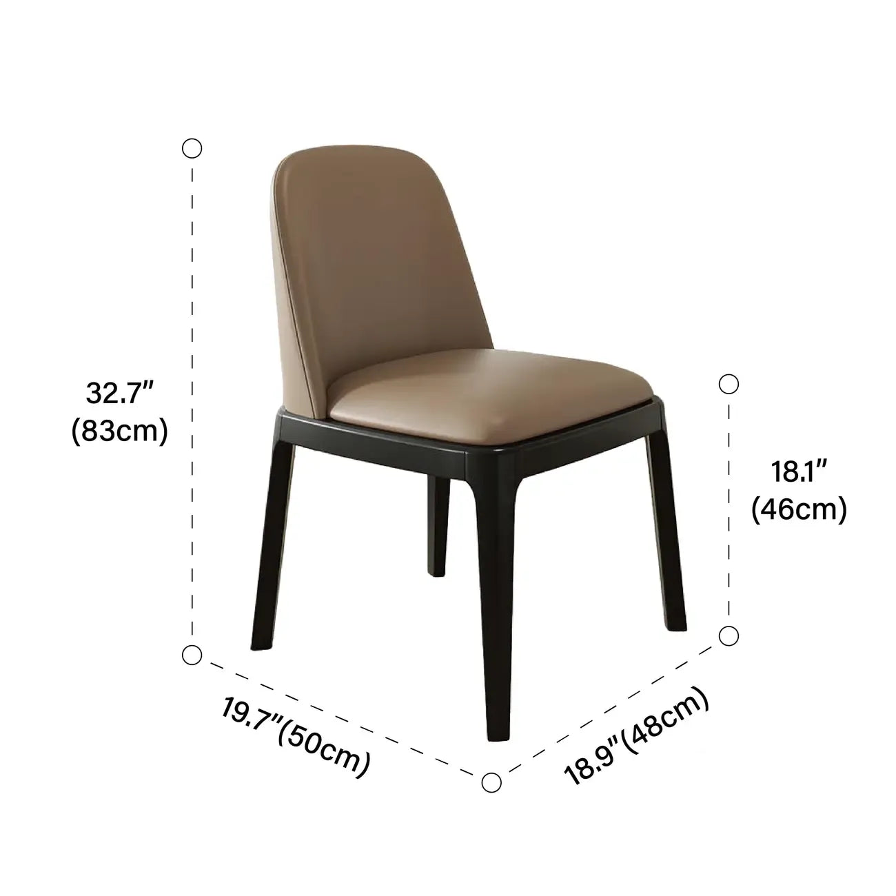 Ensemble de 2 chaises de salle à manger modernes rembourrées en bois d'hévéa