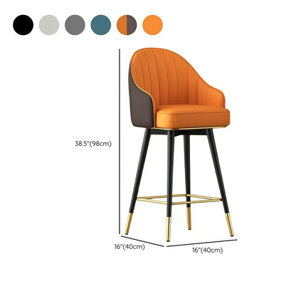 Tabouret de bar pivotant en cuir Art Déco avec coussin seau