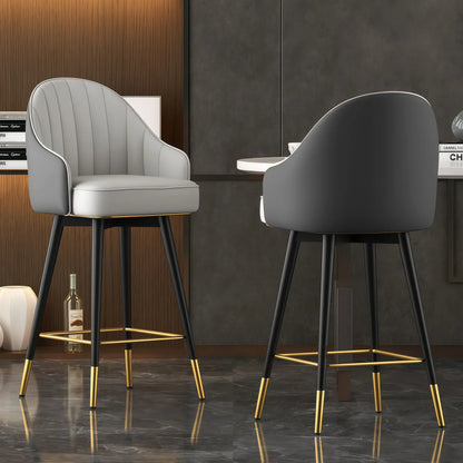 Tabouret de bar pivotant en cuir Art Déco avec coussin seau