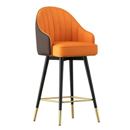 Tabouret de bar pivotant en cuir Art Déco avec coussin seau