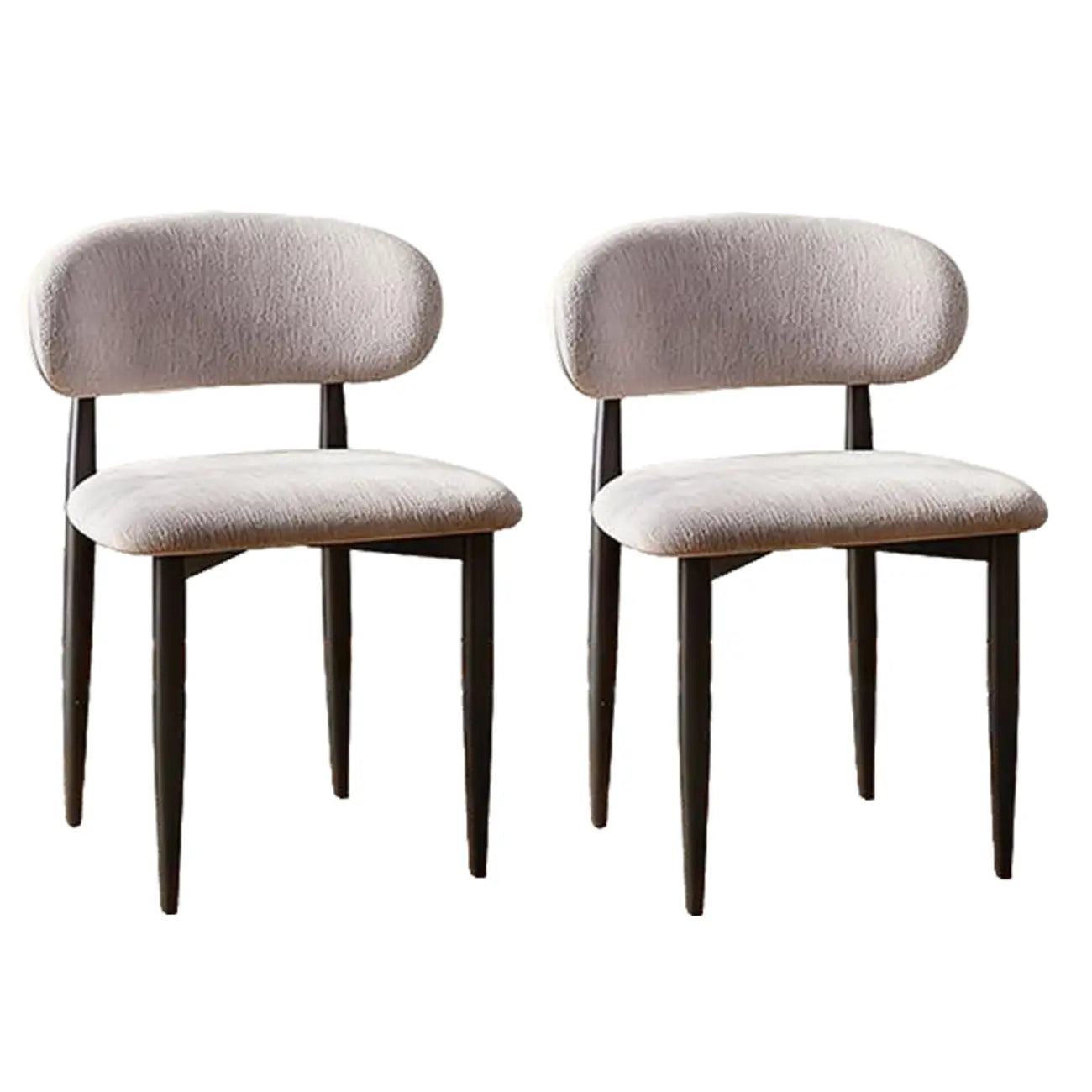 Ensemble de 2 chaises de salle à manger vintage en chenille, dossier bas et sans accoudoirs