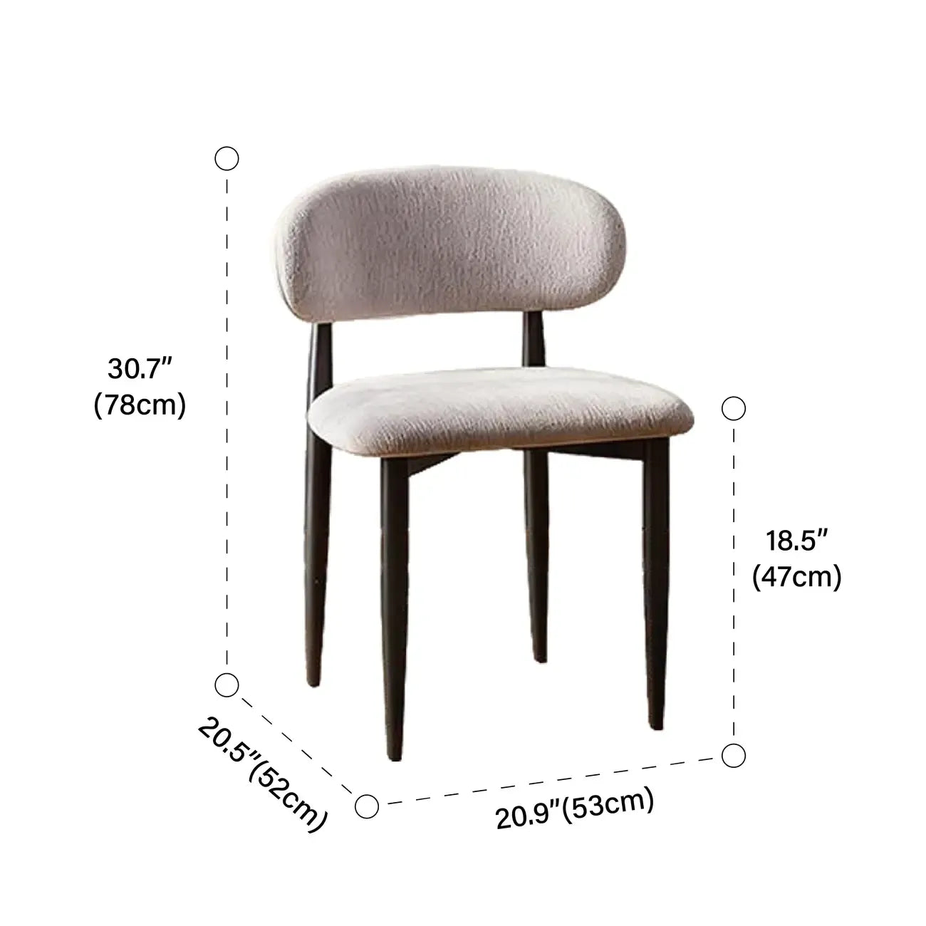 Ensemble de 2 chaises de salle à manger vintage en chenille, dossier bas et sans accoudoirs