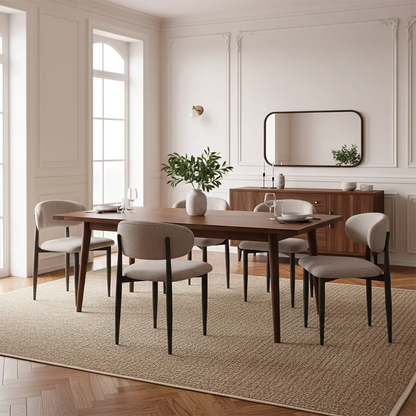 Ensemble de 2 chaises de salle à manger vintage en chenille, dossier bas et sans accoudoirs