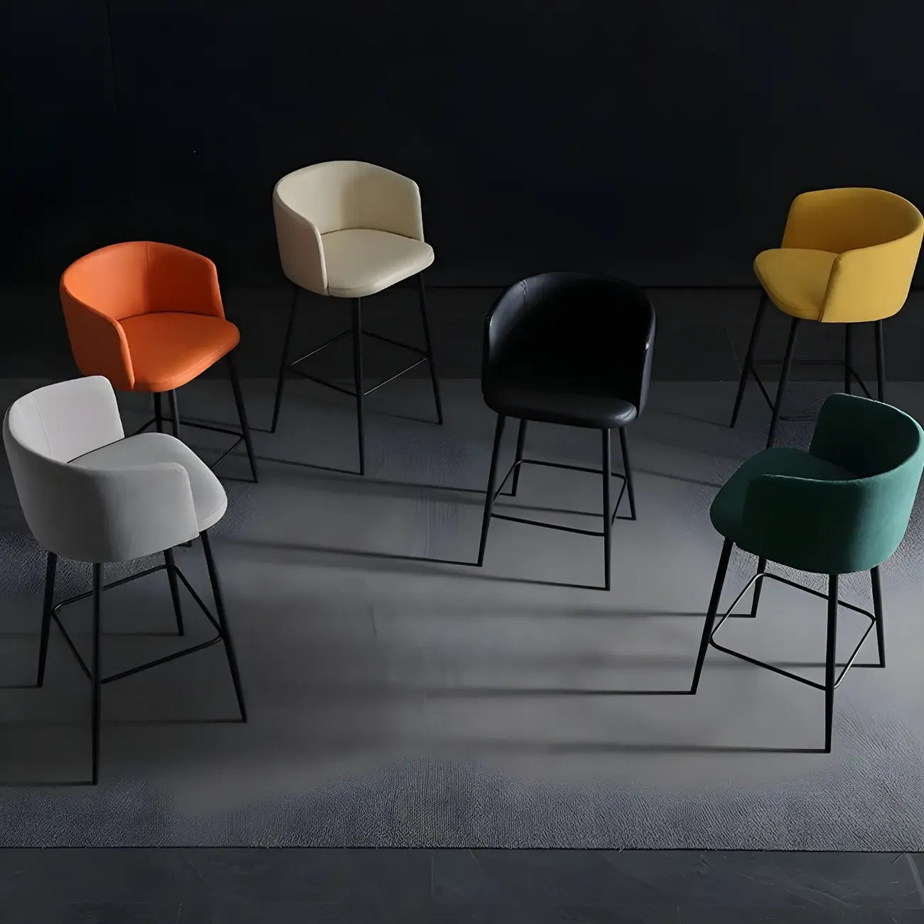 Tabourets de bar hauts à oreilles en similicuir de type seau