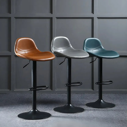 Tabourets de bar traditionnels en cuir réglables avec dossier pour la maison