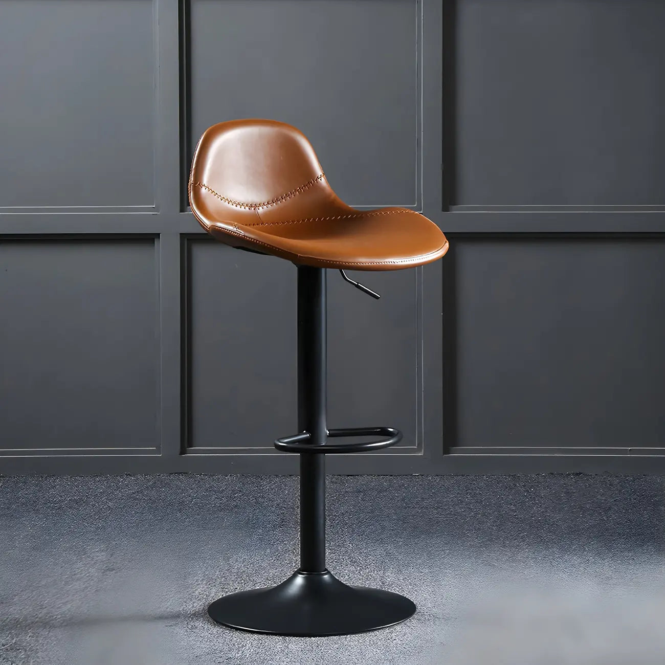 Tabourets de bar traditionnels en cuir réglables avec dossier pour la maison