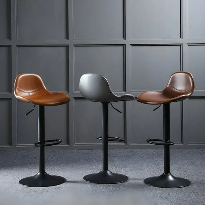 Tabourets de bar traditionnels en cuir réglables avec dossier pour la maison