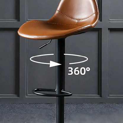 Tabourets de bar traditionnels en cuir réglables avec dossier pour la maison