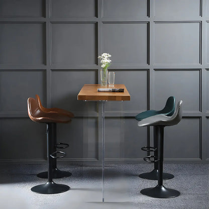 Tabourets de bar traditionnels en cuir réglables avec dossier pour la maison