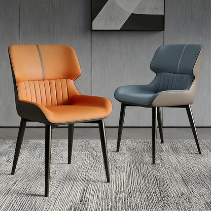 Chaise de salle à manger sans accoudoirs, dossier bas en cuir