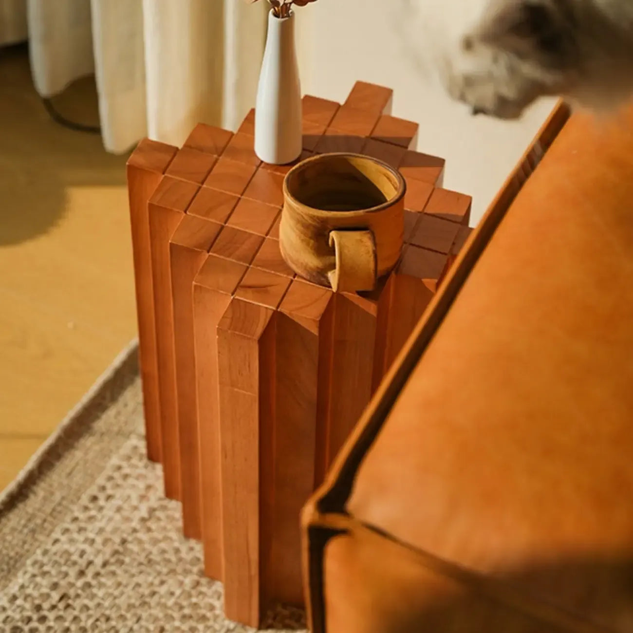 Table d'appoint carrée en bois massif pour salon