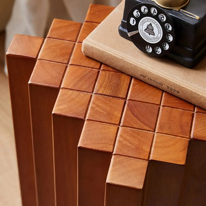 Table d'appoint carrée en bois massif pour salon