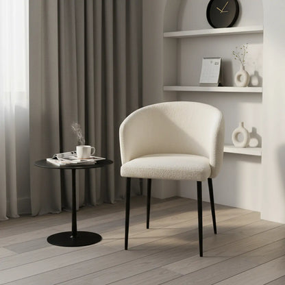 Chaise de salle à manger moderne avec revêtement en chenille et pieds en métal