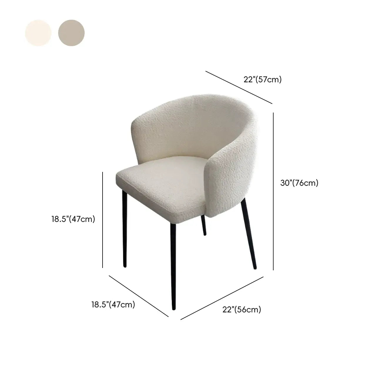 Chaise de salle à manger moderne avec revêtement en chenille et pieds en métal