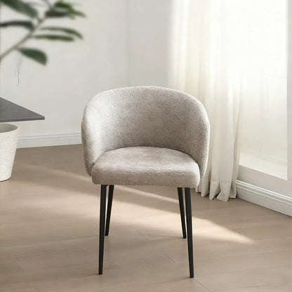 Chaise de salle à manger moderne avec revêtement en chenille et pieds en métal