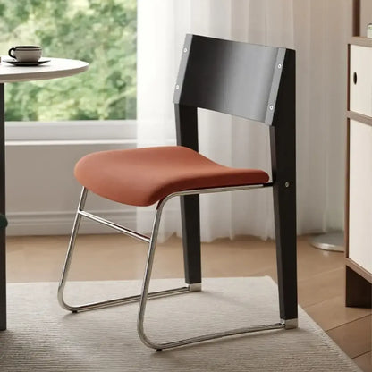 Ensemble de 2 chaises de salle à manger modernes en bois et velours, dossier ouvert, sans accoudoirs