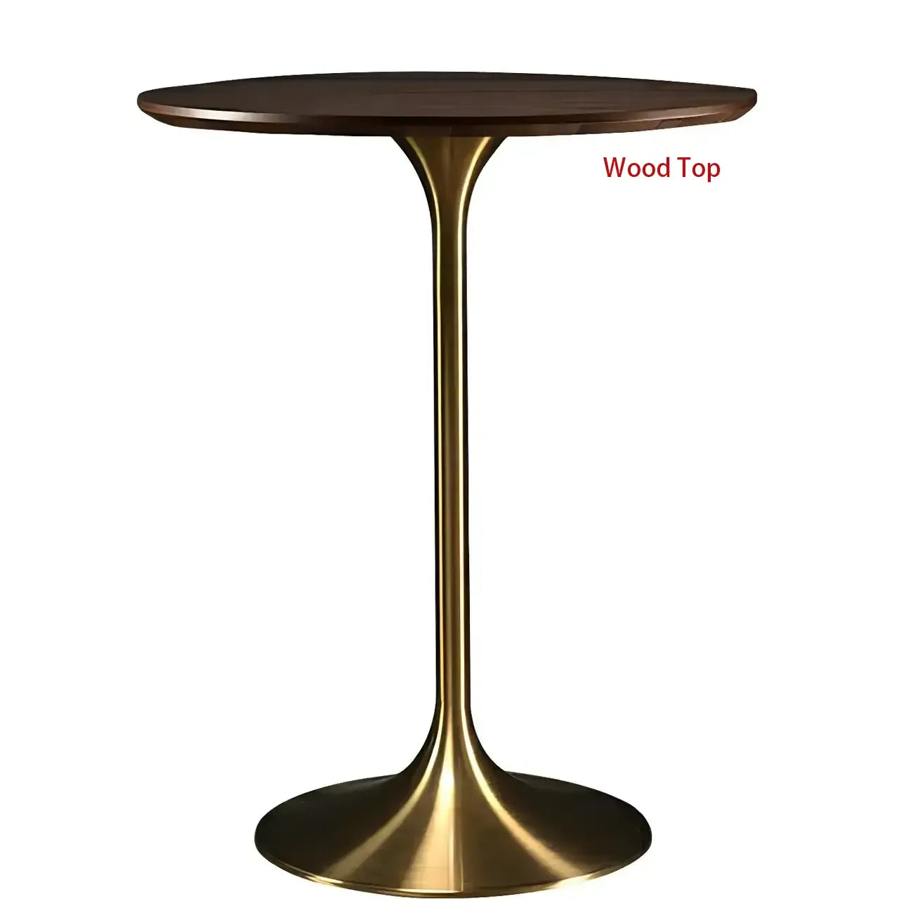 Tables de bar rondes glamour en métal brun doré avec piètement tulipe